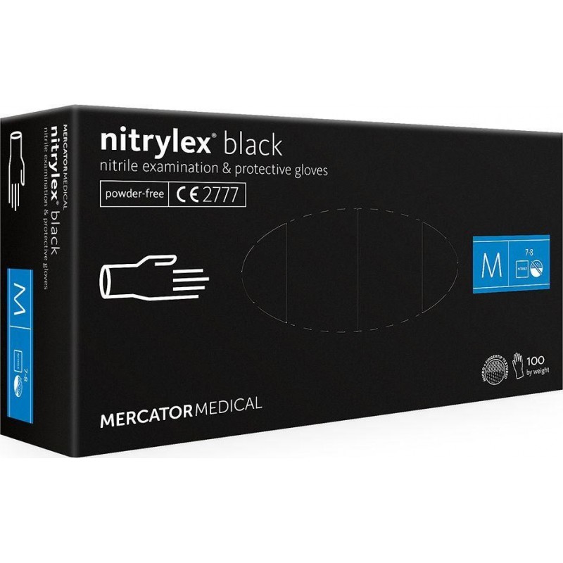 Rękawice nitrylowe czarne - M- 100 szt