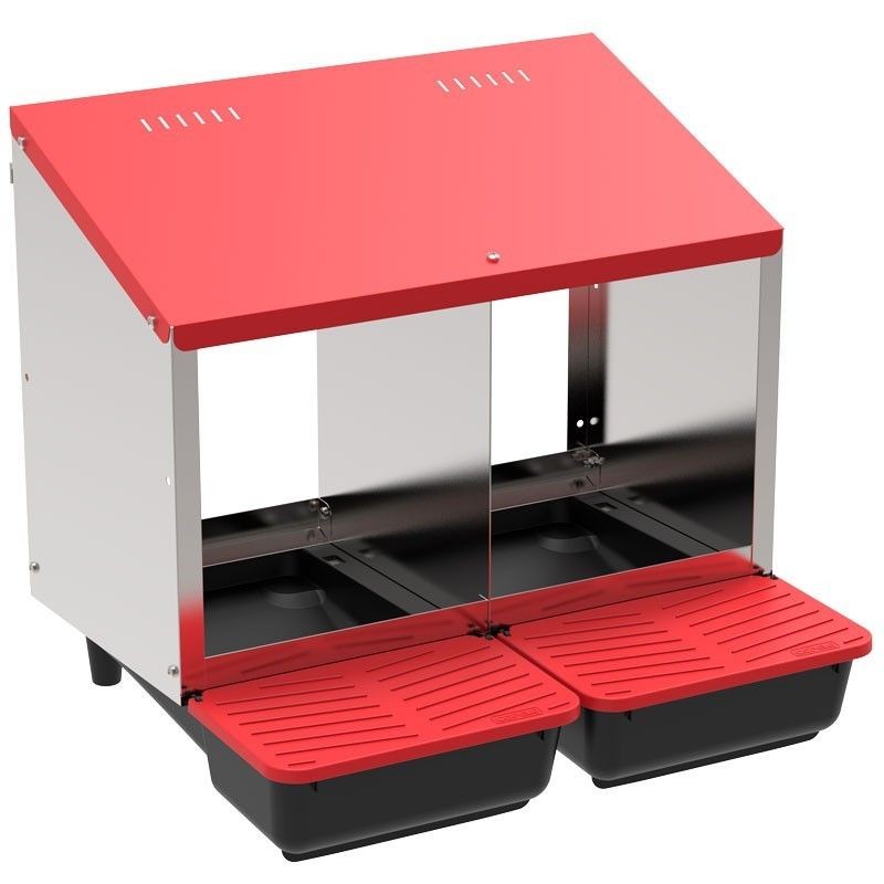 Gniazda dla kur niosek  podwójne z pojemnikiem na jajka